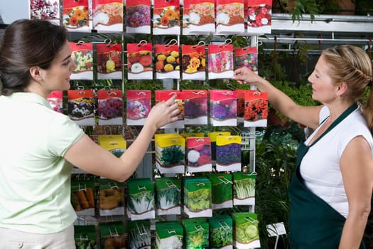 Customer buying seed packets