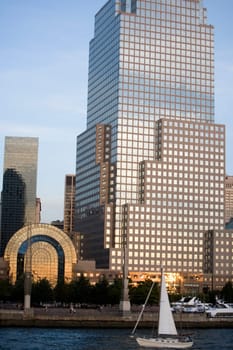 Buildings at the waterfront, New York City, New York State, USA