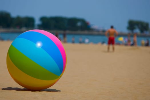 Close_up of a ball on the beach, Oak Street Beach, Lake Shore Drive, Chicago, Illinois, USA