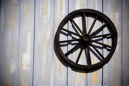 Close_up of a wheel on a wall