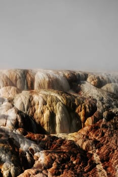 Calcium carbonate formation at a hot spring, Mammoth Hot Springs, Yellowstone National Park, Wyoming, USA