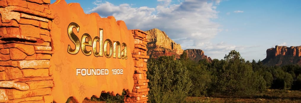 Text on a stone wall, Sedona, Arizona, USA