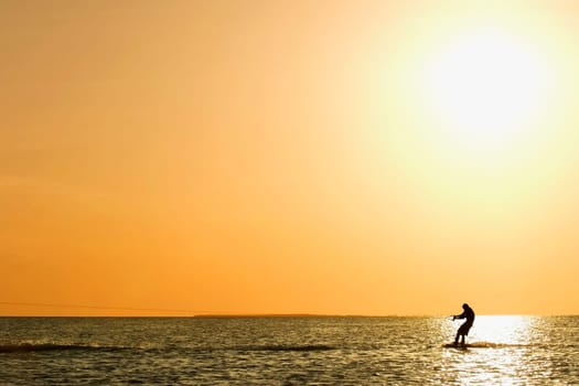 Silhouette of a person waterskiing, Florida Keys, Florida, USA