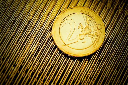 Close_up of two Euro coins