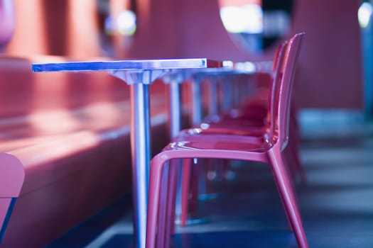 Chairs and tables in a restaurant
