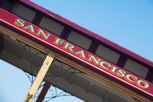 Low angle view of an information signboard, San Francisco, California, USA