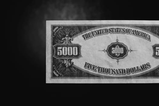 Close_up of a five thousand dollar bill