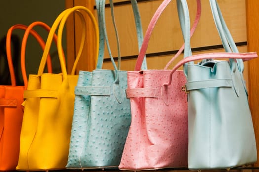 Ladies purses at a market stall, Sorrento, Peninsula Sorrentina, Naples Province, Campania, Italy