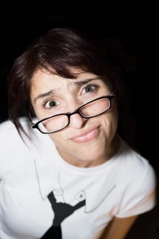 Portrait of a woman making a face