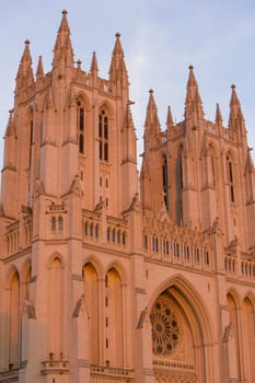 Low angle view of a cathedral, Washington National Cathedral, Washington DC, USA