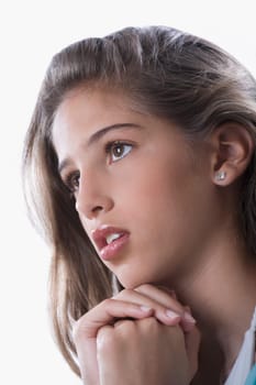 Close_up of a girl day dreaming