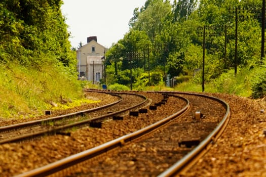 High angle view of railroad tracks, Loire Valley, France