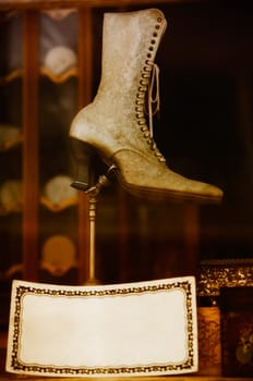 High heel boot in a window display