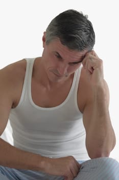 Close_up of a man thinking