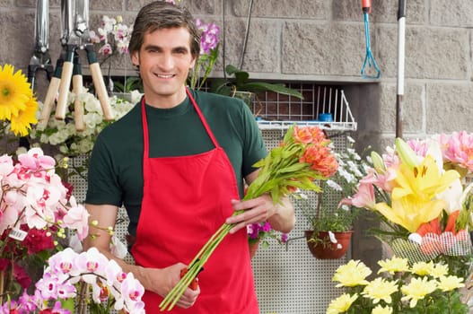 Man working in a flower shop