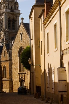 Buildings along an alley, Le Mans, Sarthe, Pays_de_la_Loire, France