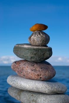 Stack of pebbles on the beach