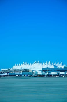 Parking lot at an airport, Denver International Airport, Denver, Colorado, USA