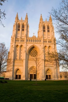 Facade of a cathedral, Washington National Cathedral, Washington DC, USA