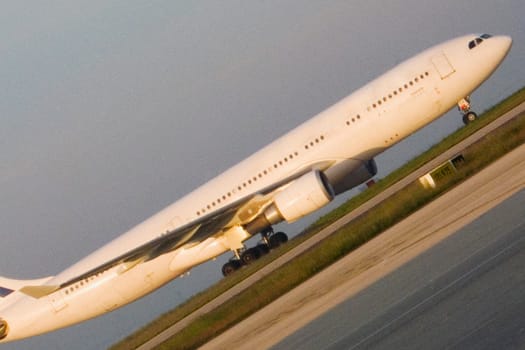 Airplane on a runway, Paris, Ile_de_France, France