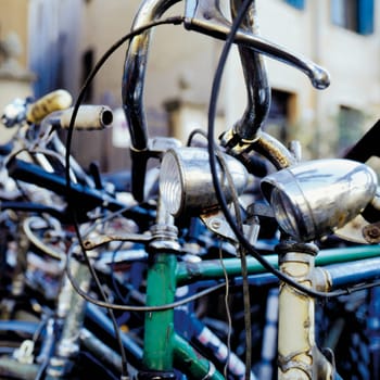 Bicycles in a parking lot