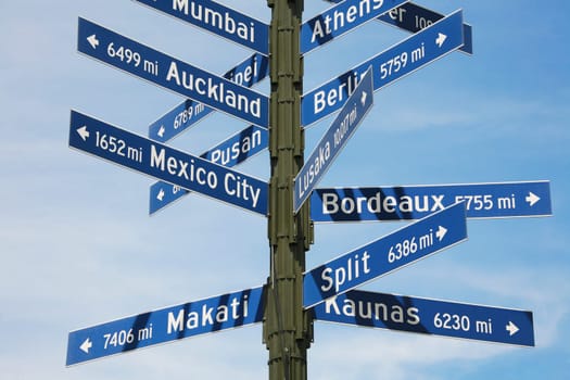 Close_up of directional signs, Los Angeles, California, USA