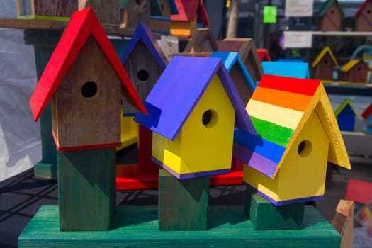 Toy huts at a street market, Boystown, Northalsted, Chicago, Illinois, USA