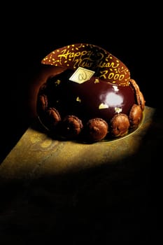 High angle view of a chocolate cake