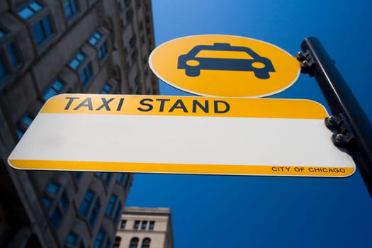 Low angle view of a taxi stand board, Chicago, Illinois, USA