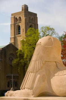 Statue in front of a temple, Masonic temple, Washington DC, USA