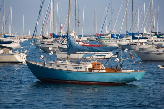 Sailboats in a lake, Lake Michigan, Chicago, Illinois, USA