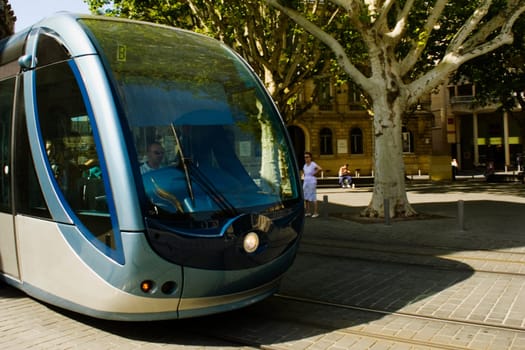 Cable car on tracks, Bordeaux, France