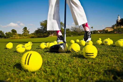 Low section view of a woman playing golf, Biltmore Golf Course, Coral Gables, Florida, USA