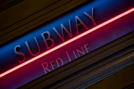 Low angle view of a subway sign, Chicago Loop, Chicago, Illinois, USA
