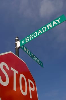 Close_up of a stop signboard, Boystown, Northalsted, Chicago, Illinois, USA