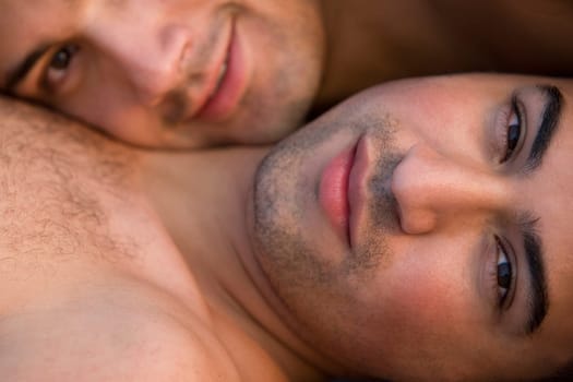 Portrait of a gay couple smiling