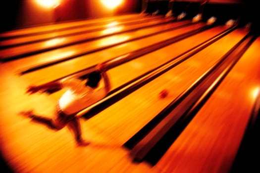High angle view of a man bowling