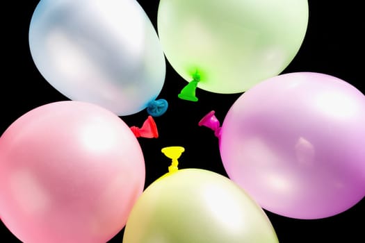 Close_up of multi_colored balloons