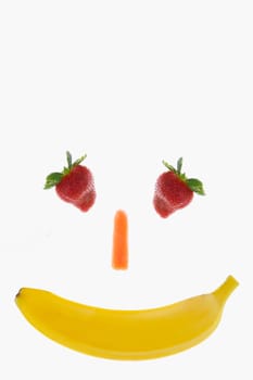 Smiley face made up with fruits