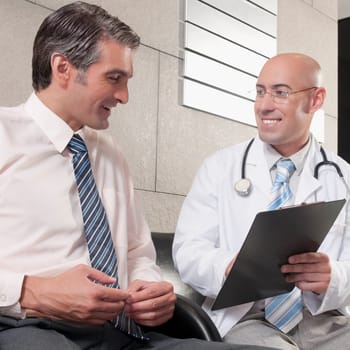 Doctors discussing a medical report