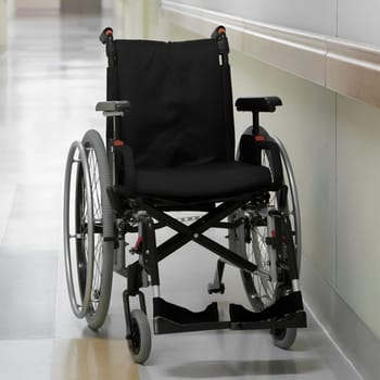 Close_up of a wheelchair in a hospital