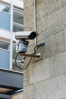 Security IR camera for monitor events in city. CCTV camera