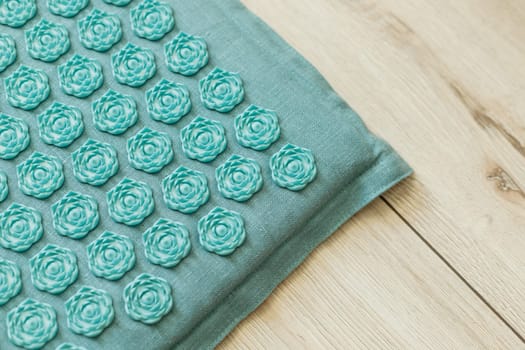 Massage acupuncture rug. Alternative china medicine, mat with needles.