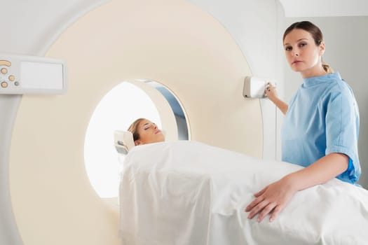 Patient going through an MRI scan