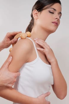 Woman receiving a shoulder massage