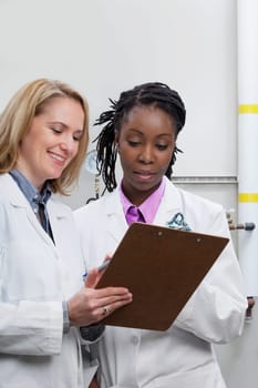 Female doctors working in a laboratory