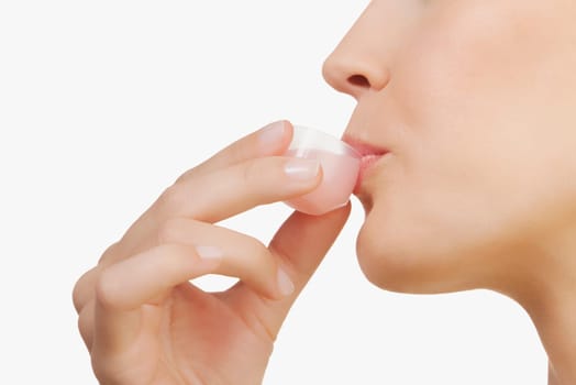 Woman taking medicine