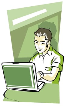 Close-up of a boy using a laptop