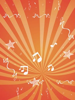Musical notes on a colored background
