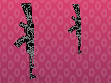 Two rifles on a pink background